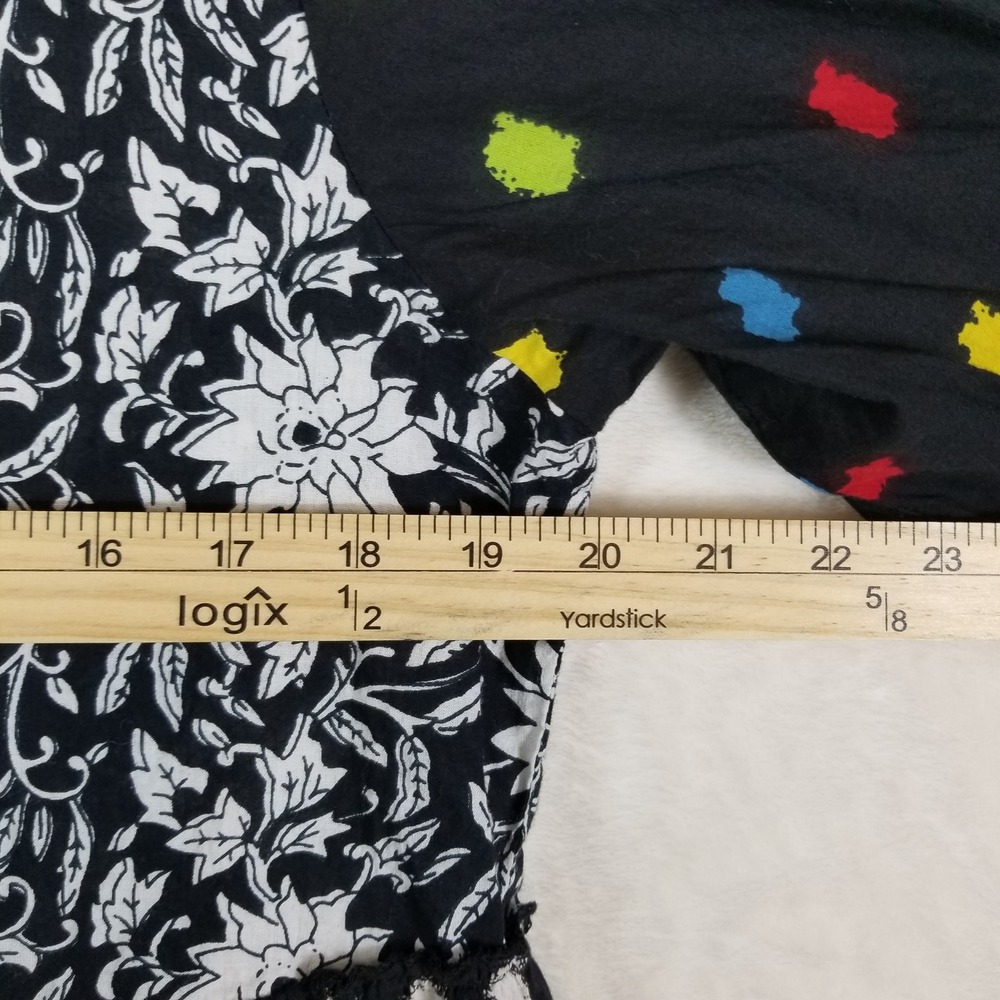 Dress Addict Women Cotton Mixed Print Floral Tiered Mini Dress Black Sz L Boho - Picture 5 of 7